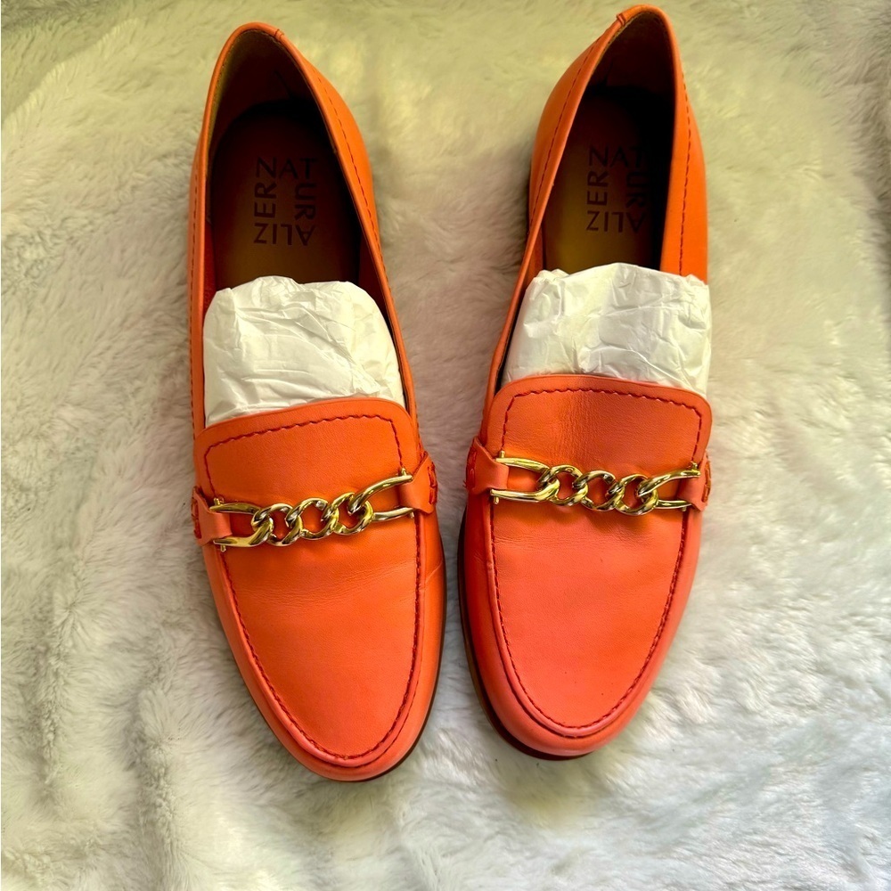 Naturalizer Sawyer Womens Leather Slip On Loafers Coral Peach New no box